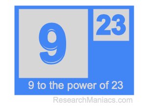 9 to the power of 23