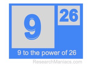 9 to the power of 26