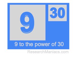 9 to the power of 30