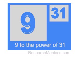 9 to the power of 31