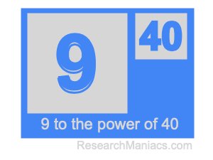 9 to the power of 40