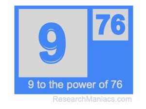 9 to the power of 76
