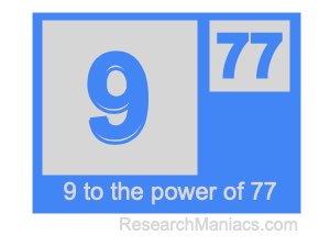 9 to the power of 77