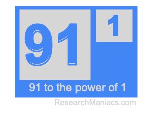 91 to the power of 1