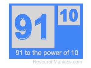 91 to the power of 10