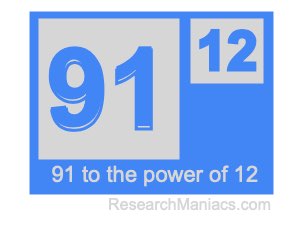 91 to the power of 12