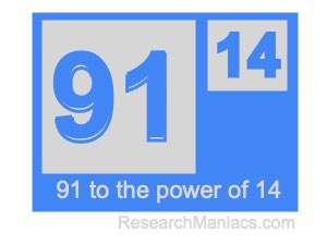91 to the power of 14