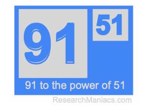 91 to the power of 51