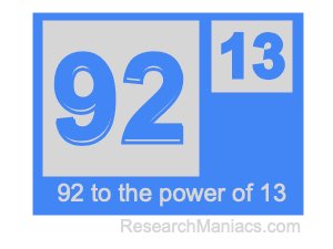 92 to the power of 13