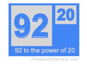 92 to the power of 20