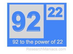 92 to the power of 22