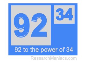 92 to the power of 34