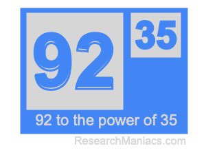 92 to the power of 35