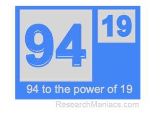 94 to the power of 19