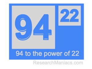 94 to the power of 22