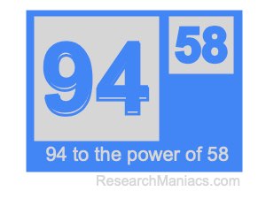 94 to the power of 58