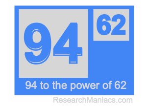 94 to the power of 62