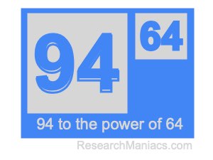 94 to the power of 64