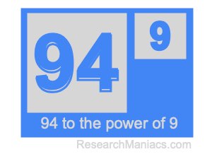 94 to the power of 9