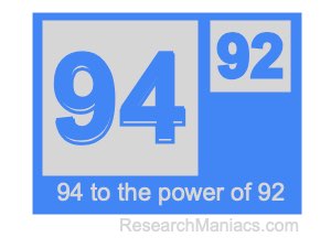 94 to the power of 92