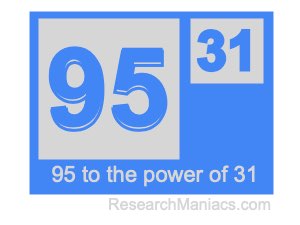 95 to the power of 31