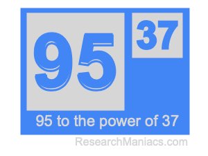 95 to the power of 37