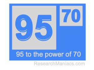 95 to the power of 70