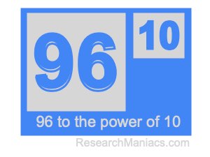 96 to the power of 10