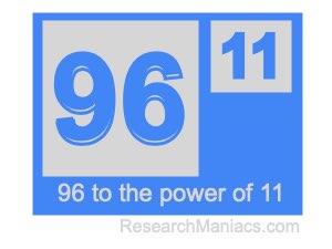 96 to the power of 11