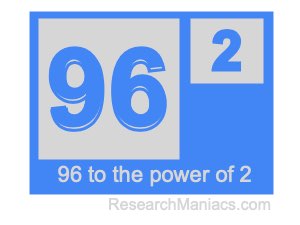 96 to the power of 2