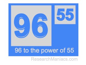 96 to the power of 55