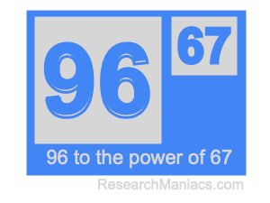 96 to the power of 67