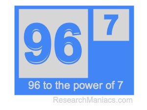 96 to the power of 7