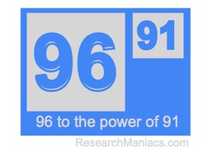 96 to the power of 91