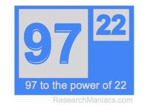 97 to the power of 22