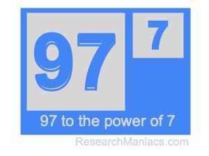 97 to the power of 7