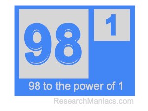 98 to the power of 1