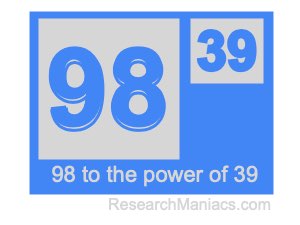 98 to the power of 39