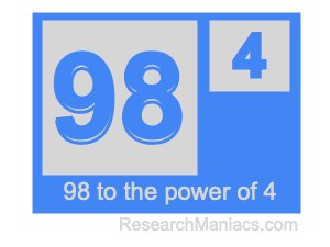 98 to the power of 4