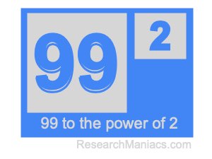 99 to the power of 2