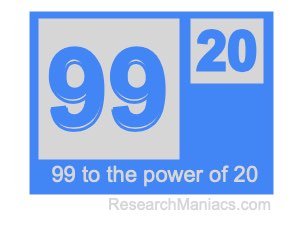 99 to the power of 20