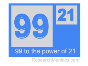 99 to the power of 21