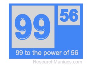 99 to the power of 56
