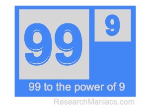 99 to the power of 9